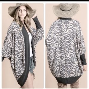 First Love Brushed Zebra Print Cardigan Size L
